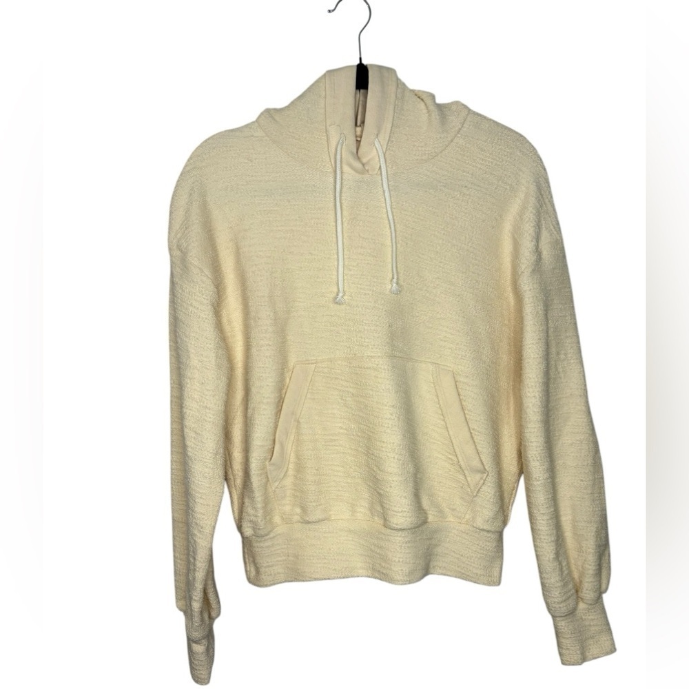 VIMMIA Women’s 100% Cotton Light Yellow Textured Oversized Hoodie Size Small
